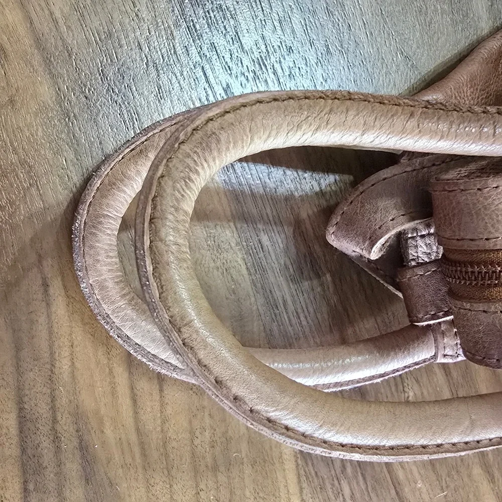 We The Free Free People Leather Sling Backpack Women Tan Brown Boho Triangle Bag